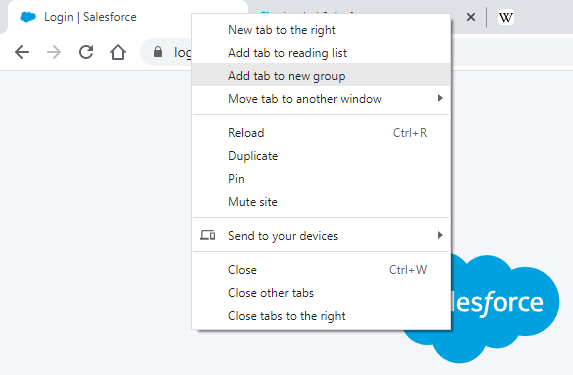 Add tab to new group